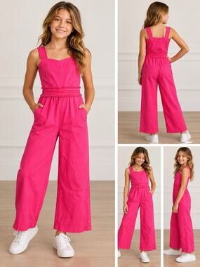 Habitual Girl Girls Size 12 Hot Pink Wide Leg Jumpsuit Sleeveless NWT
